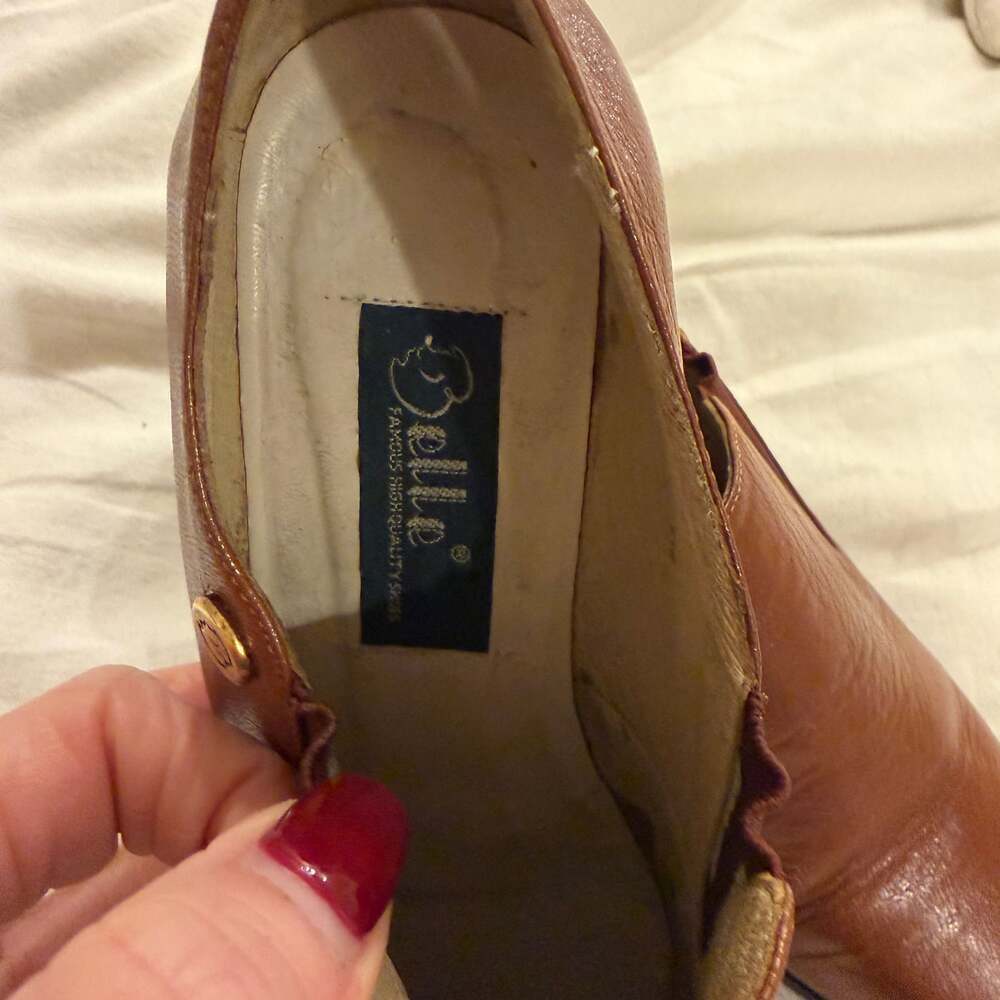 Belle Brown Leather Slip On Shoes - Women's Size 6.5M - Picture 2 of 5